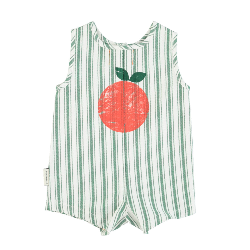 Baby Short Jumpsuit w/ large green stripes