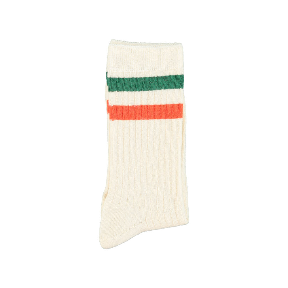 socks | ecru w/ orange & green stripes
