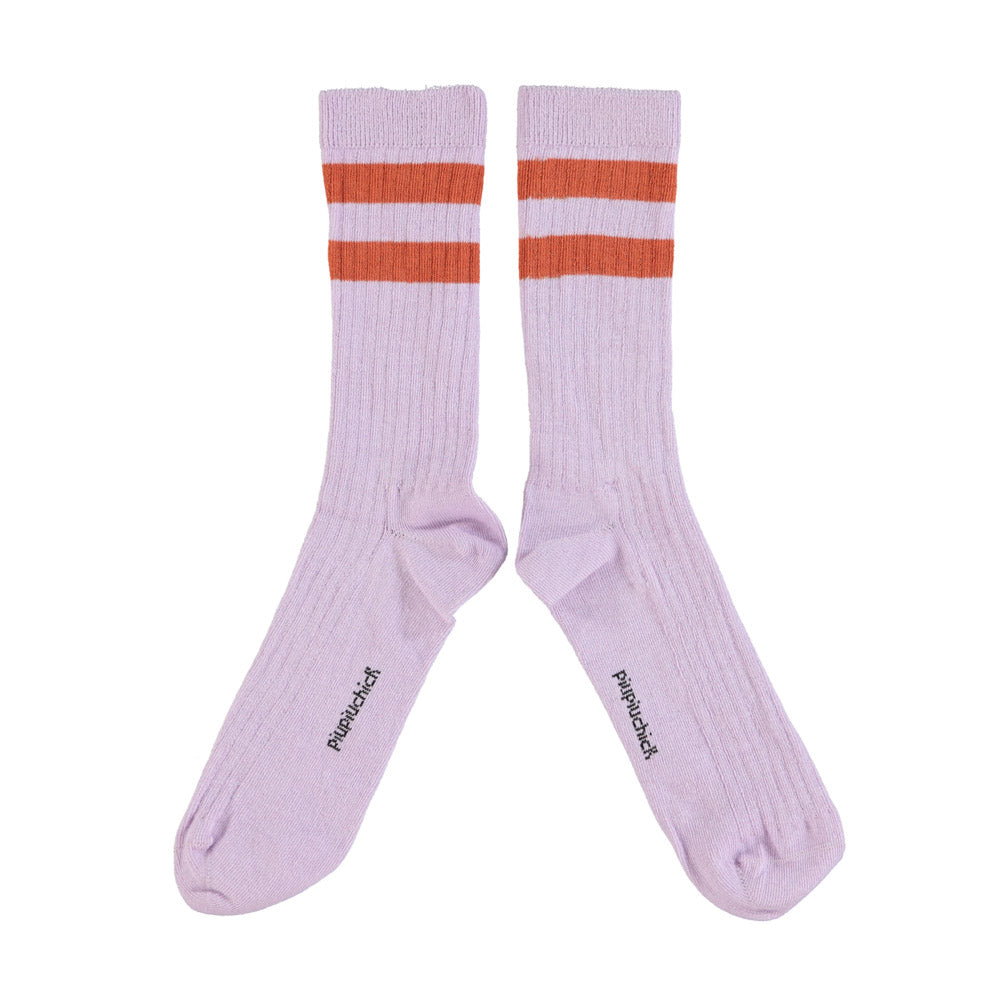 socks | lavender w/ terracotta stripes