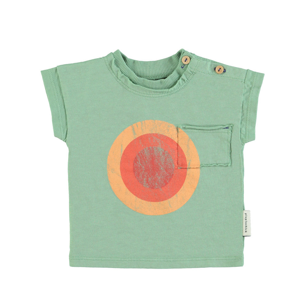 t-shirt | green w/ multicolor circle print - BABY