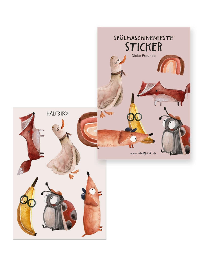 Halfbird - Spülmaschinenfeste Sticker "Pocket Edition Dicke Freunde"