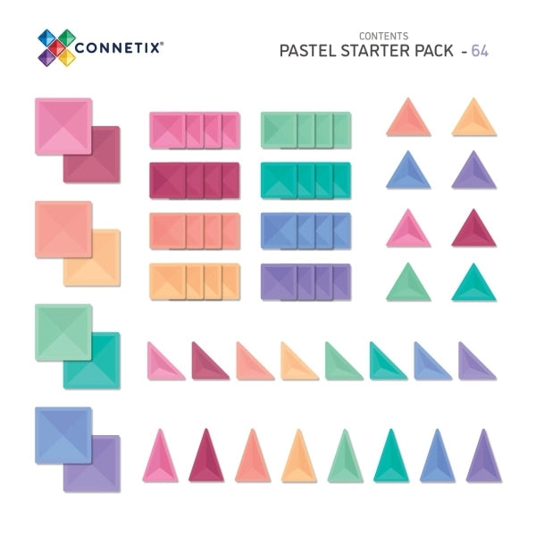 Connetix Magnetbausteine - Pastell Starter Pack 64 Teile