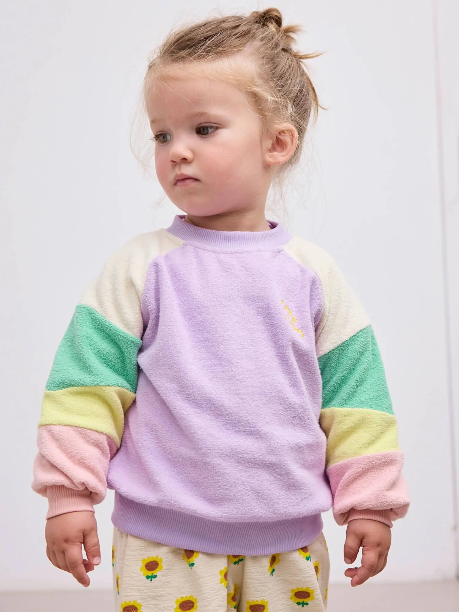 Bobo Choses Baby - Lila Color Block terry cloth sweatshirt 9 Monate