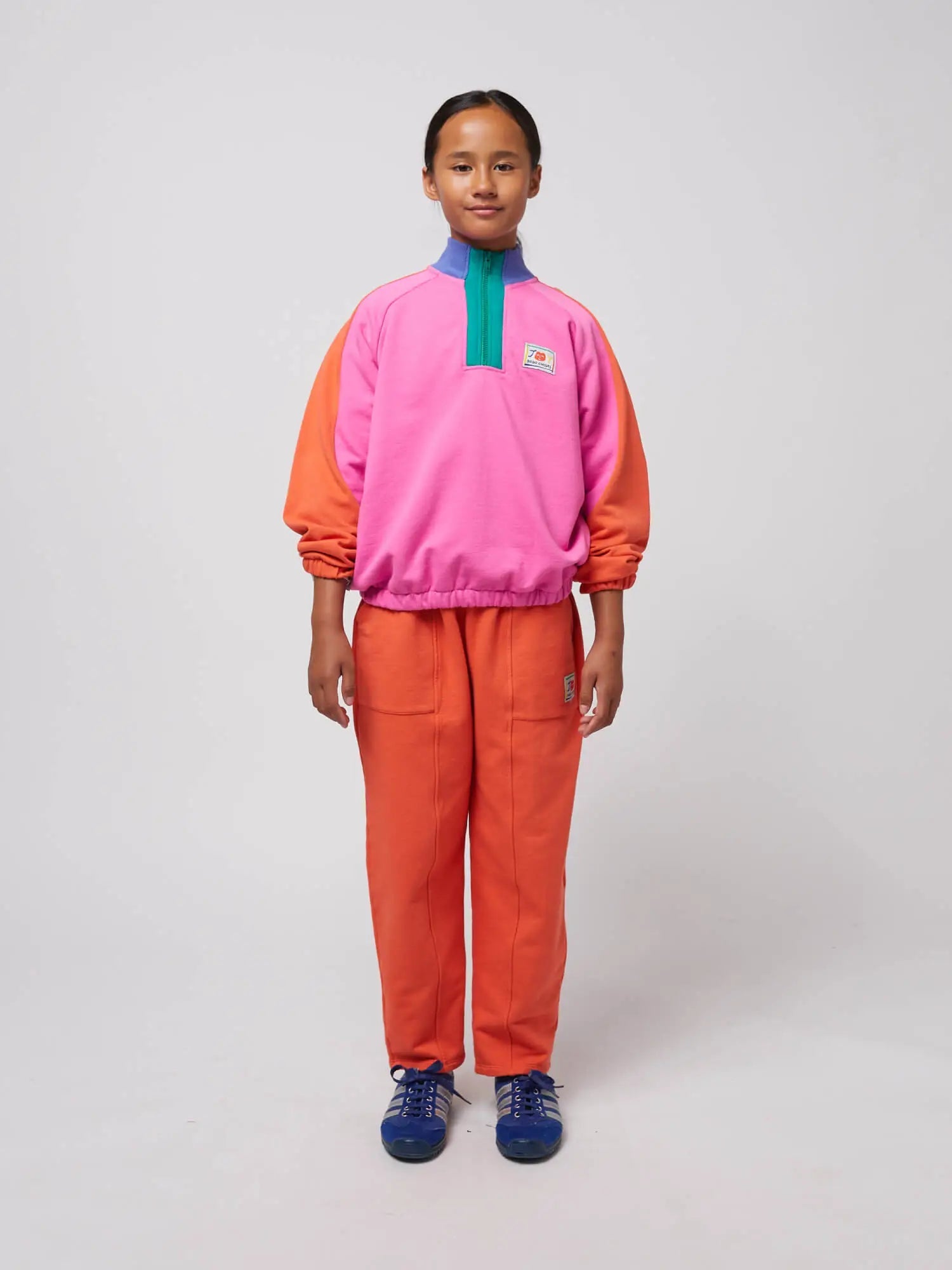 Bobo Choses Sweatshirt -  Smiling color block 1/4 zipped