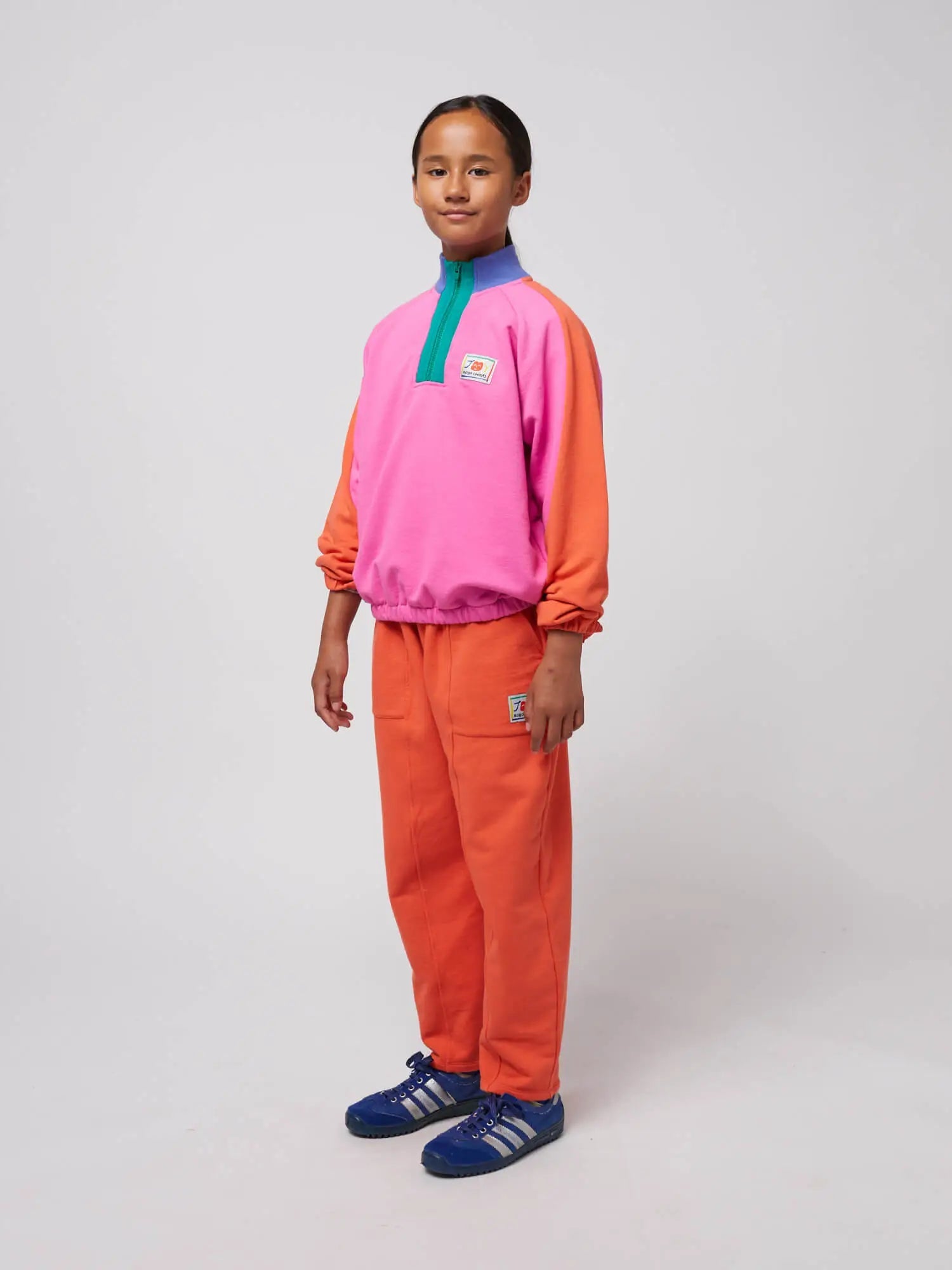 Bobo Choses Sweatshirt -  Smiling color block 1/4 zipped