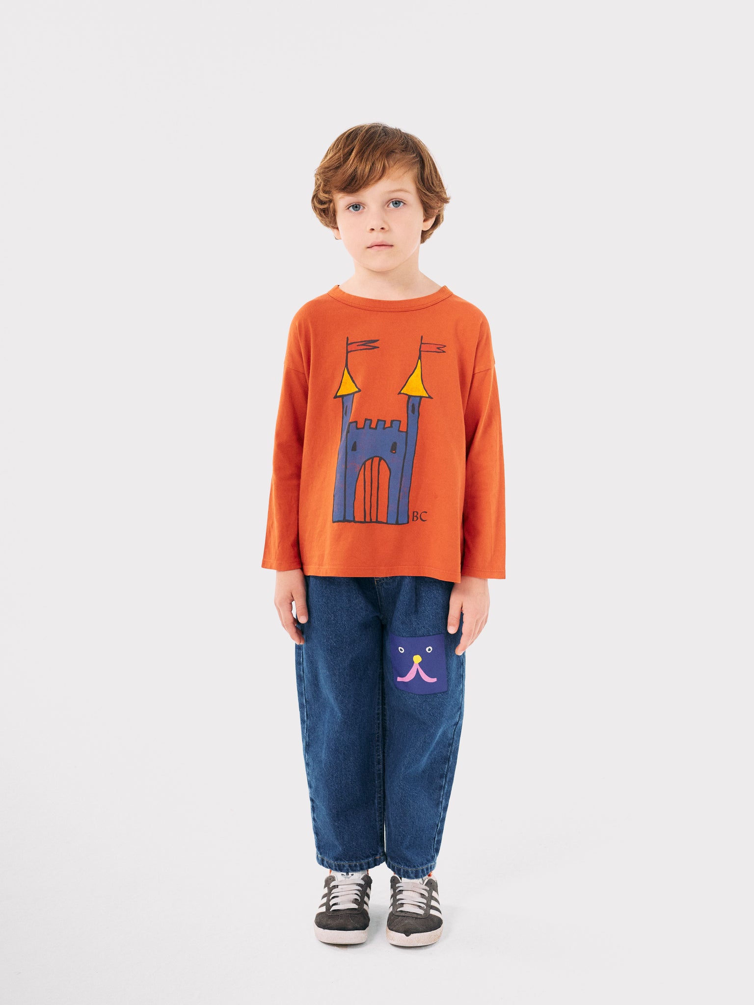 Bobo Choses - funny face denim jogger pants