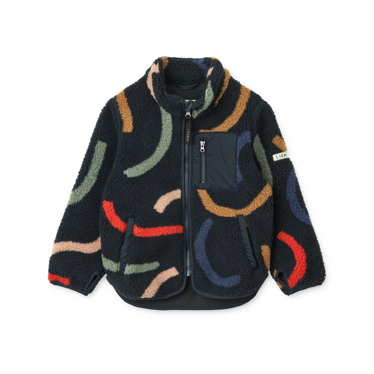 Nolan Fleecejacke - graphic swirls / classic navy