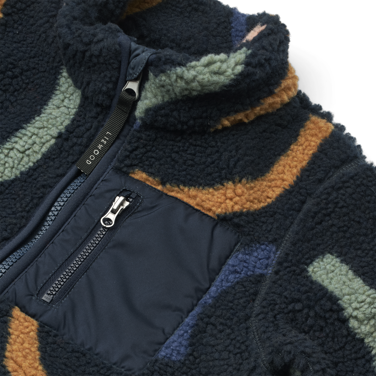 Nolan Fleecejacke - graphic swirls / classic navy