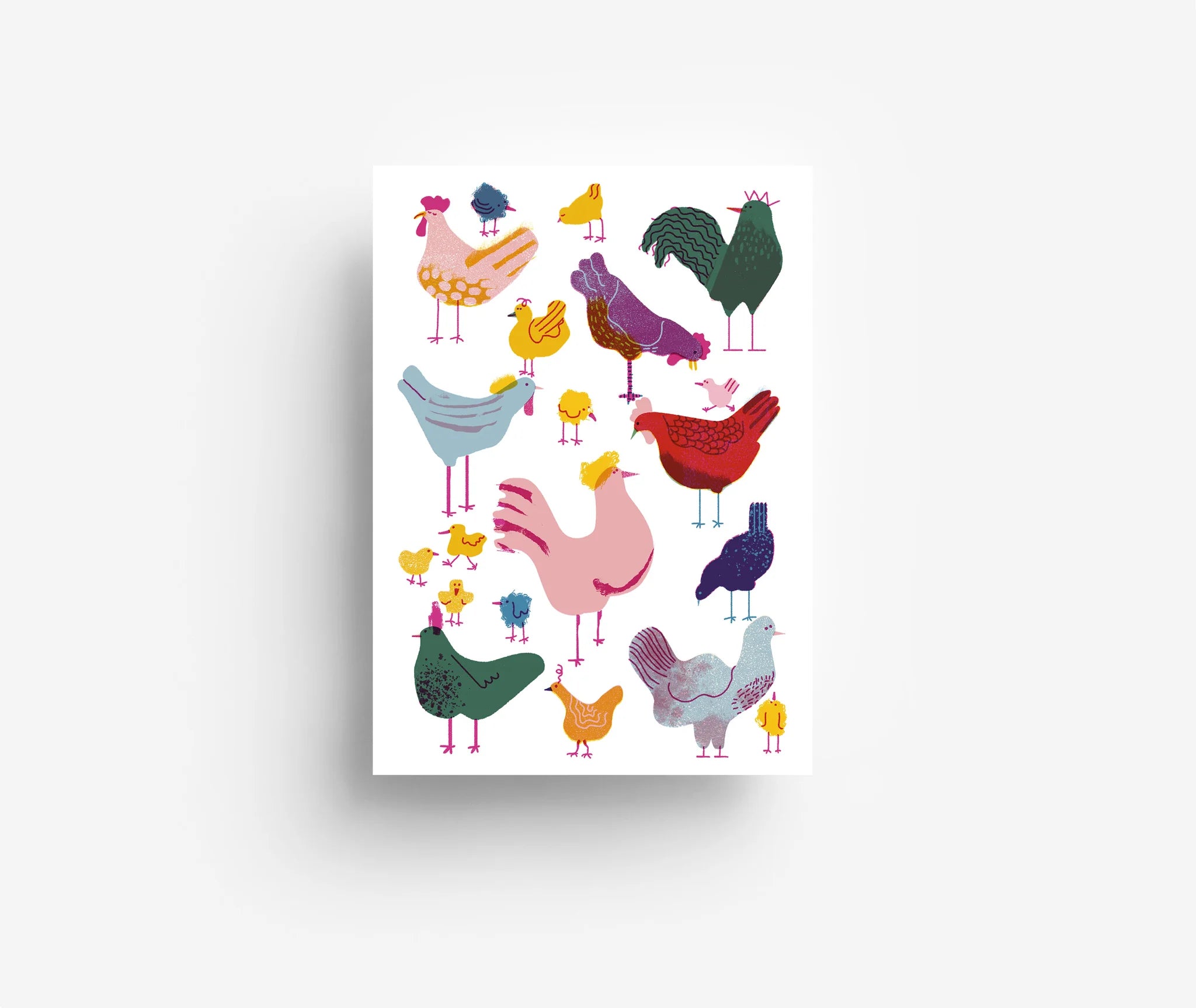 Postkarte - Hühner