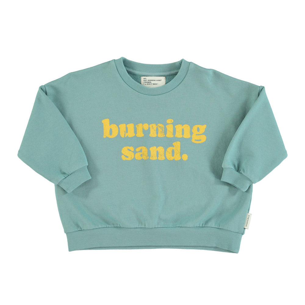 sweatshirt | green w/ "burning sand" print