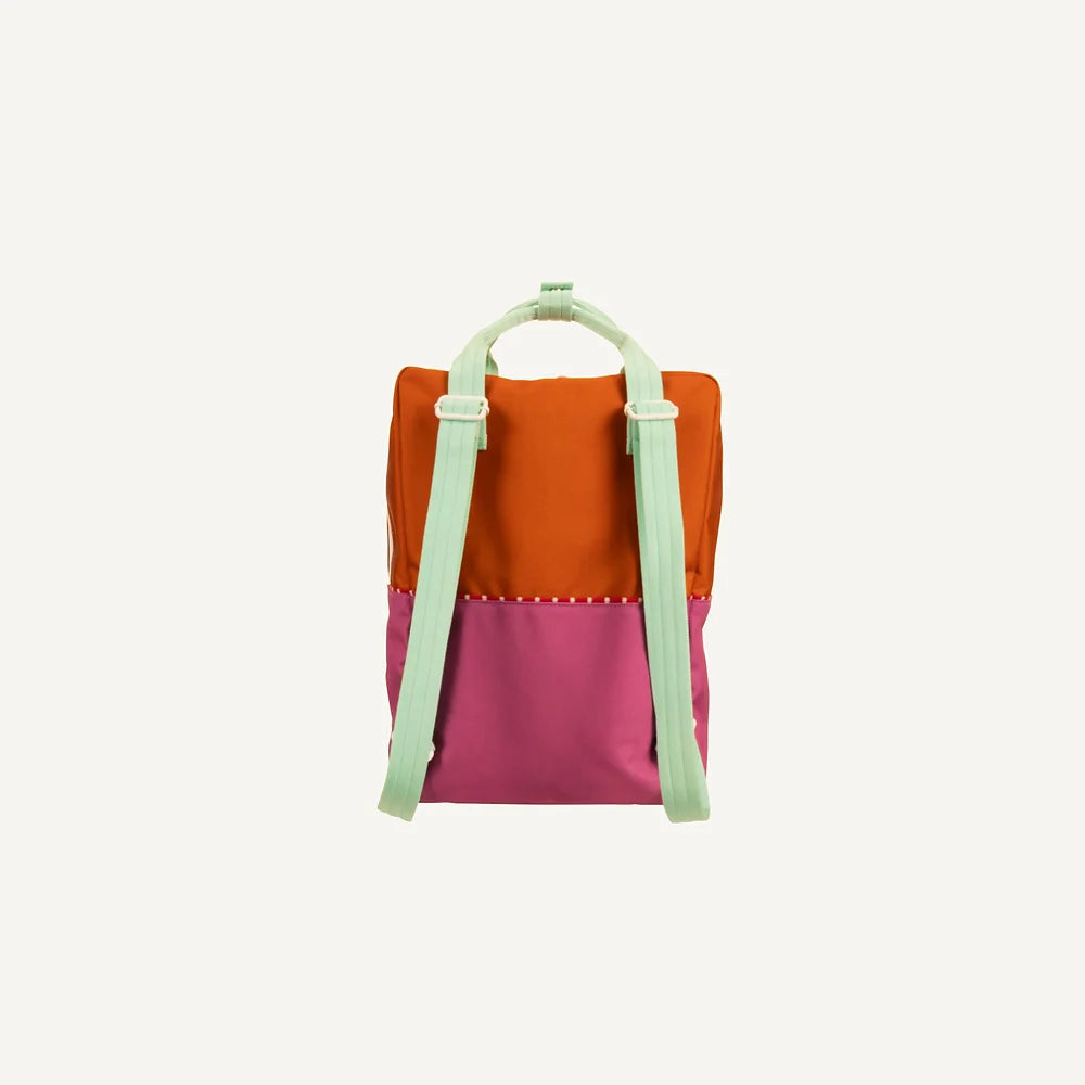 Großer Rucksack - gravel orange + rosette pink