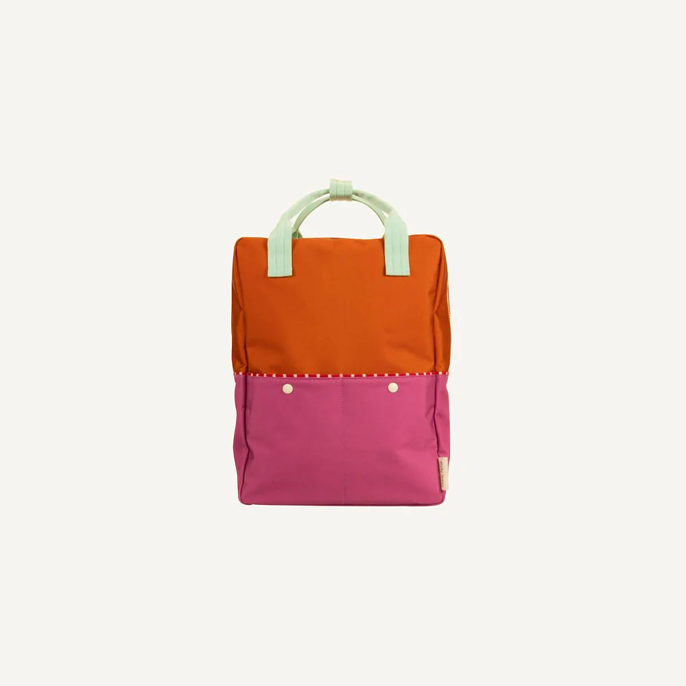 Großer Rucksack - gravel orange + rosette pink