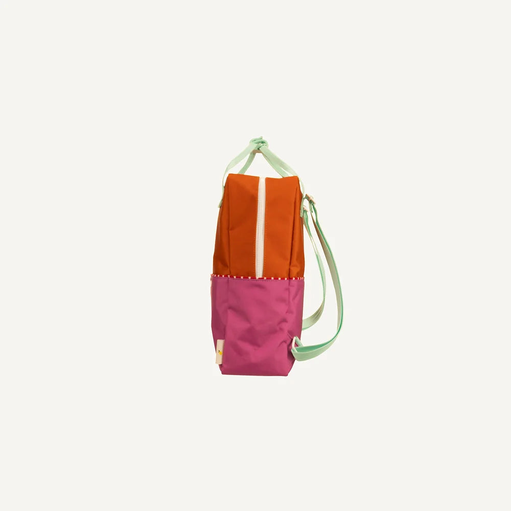 Großer Rucksack - gravel orange + rosette pink