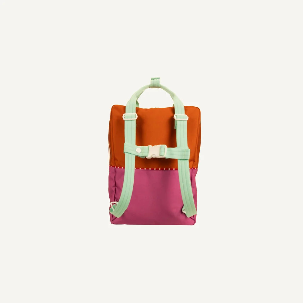 Großer Rucksack - gravel orange + rosette pink