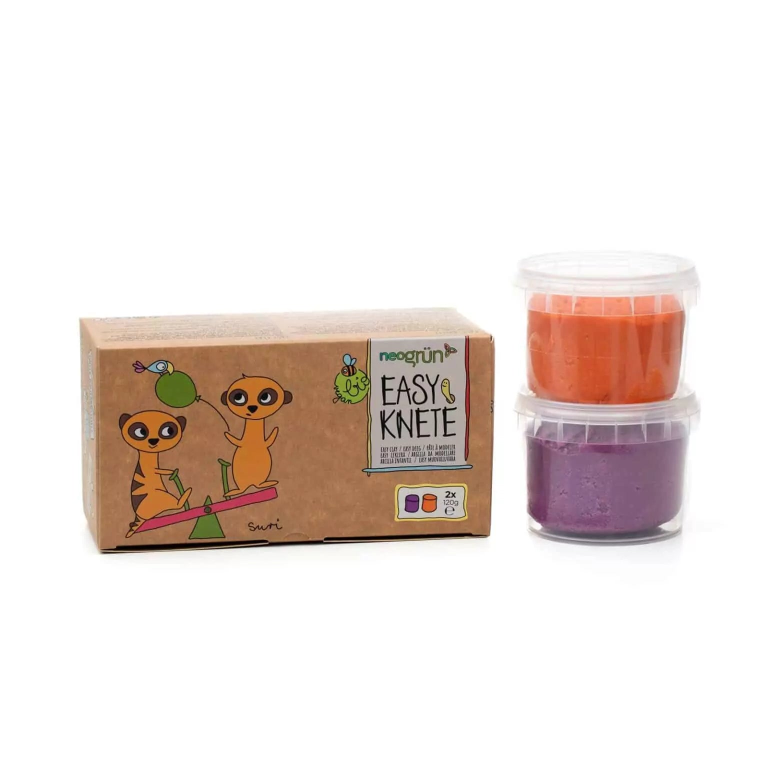 Neogrün Bio Easy Knete vegan 2er Set - Suri "orange/violett"